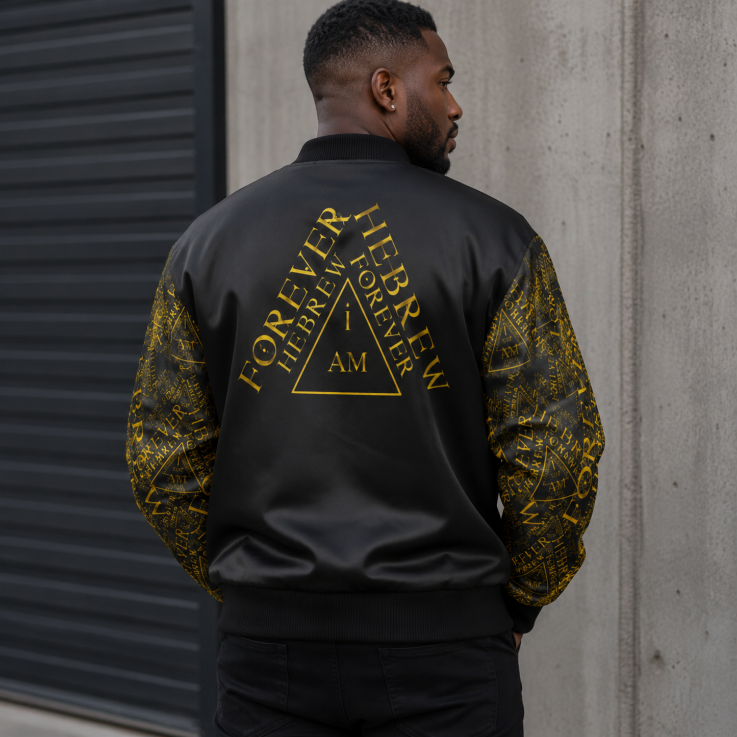 I AM HEBREW 03-01 Men's Bomber Jacket with Sleeve Pocket