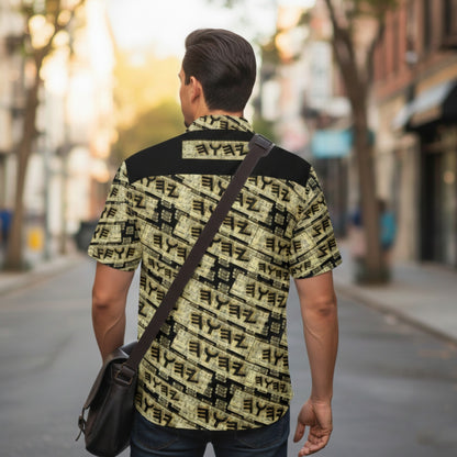 Yahuah Logo 03 - Black Designer Unisex Camp Collar Shirt