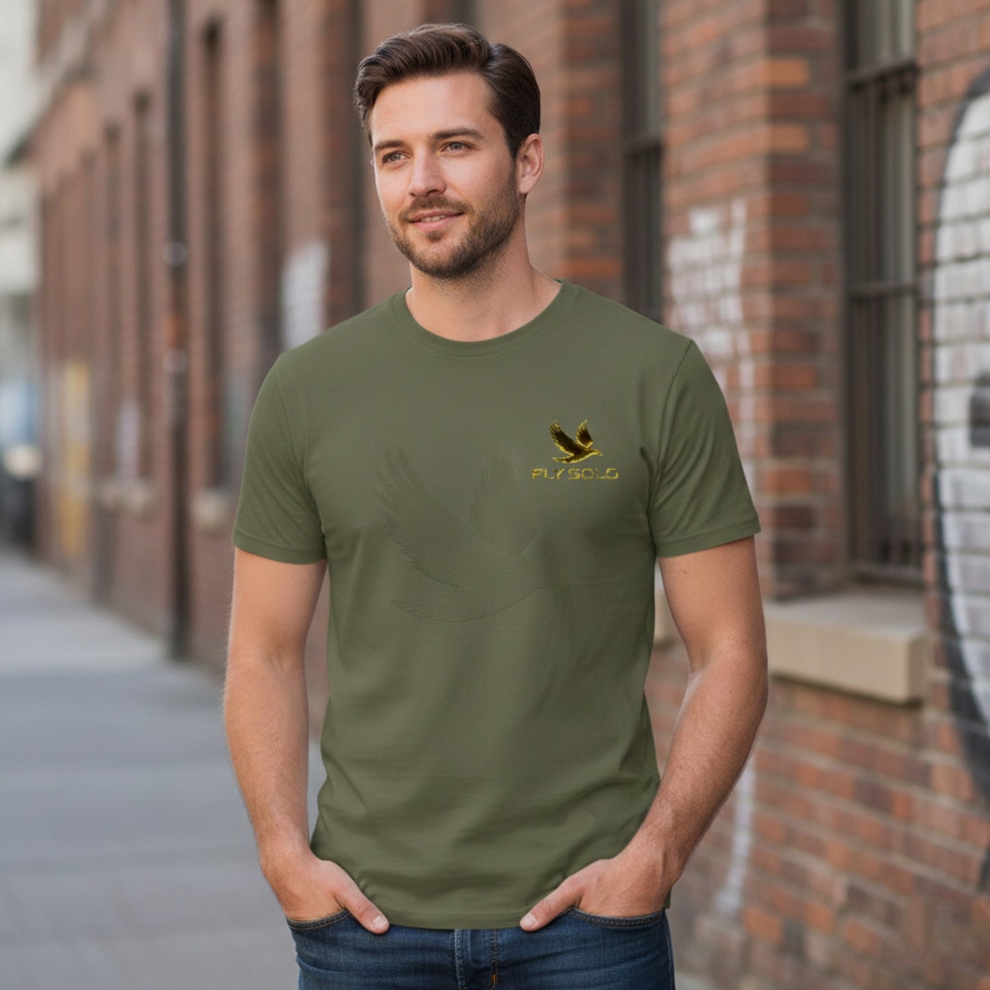 Outspoken Designs 03-01 "Fly Solo" Designer Gildan Men's Softstyle T-shirt (11 colors)