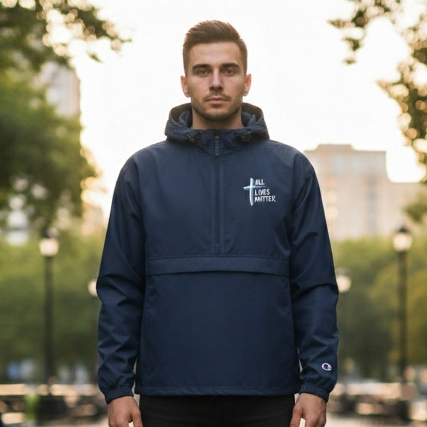 Outspoken Designs 04-02 "All Lives Matter" Designer Champion Packable Unisex Windbreaker