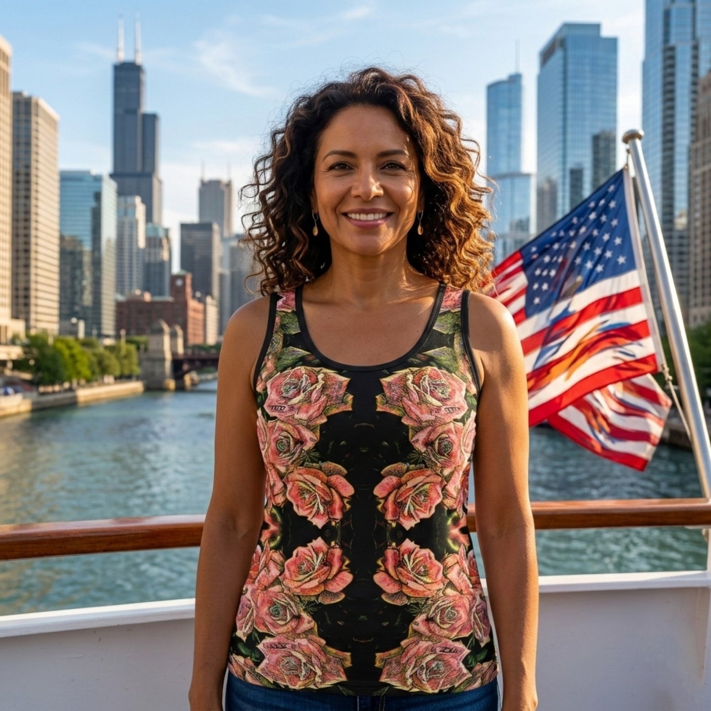 Floral Embosses: Roses 06-01 Designer Tank Top