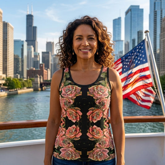 Floral Embosses: Roses 06-01 Designer Tank Top