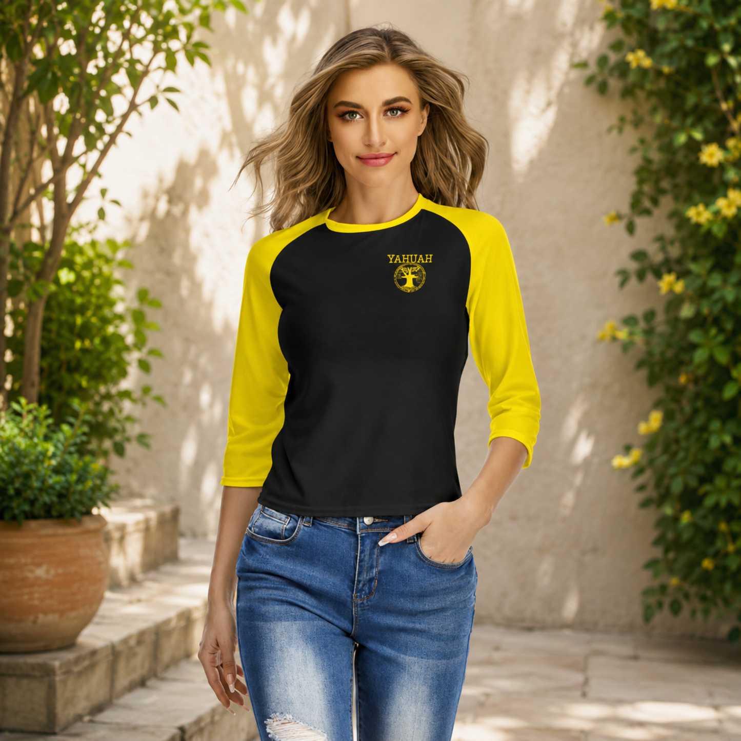 Yahuah: Tree of Life (02-01) - The Covenant Seal | Women's Slim Fit 3/4 Raglan Sleeve Tee