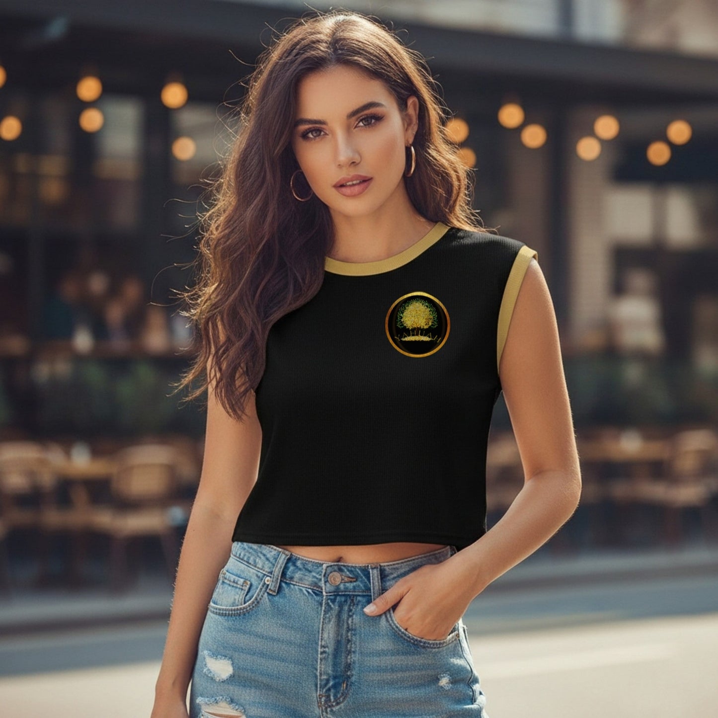 Yahuah: Tree of Life (03) | Contrast Rib Knit Crop Top