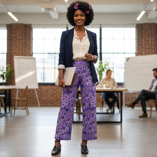 TRP Floral Print 07: African Daisies 01 Wide Leg Pants | Business Casual Style