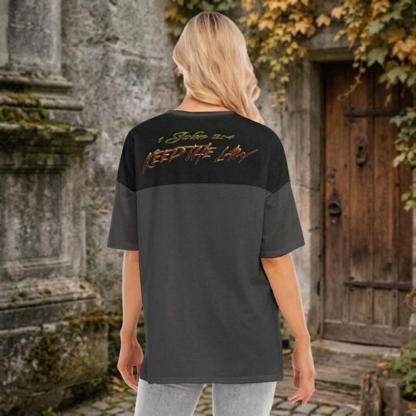 Commandment Keepers 01-01 Designer Drop Shoulder Split Hem Long T-shirt