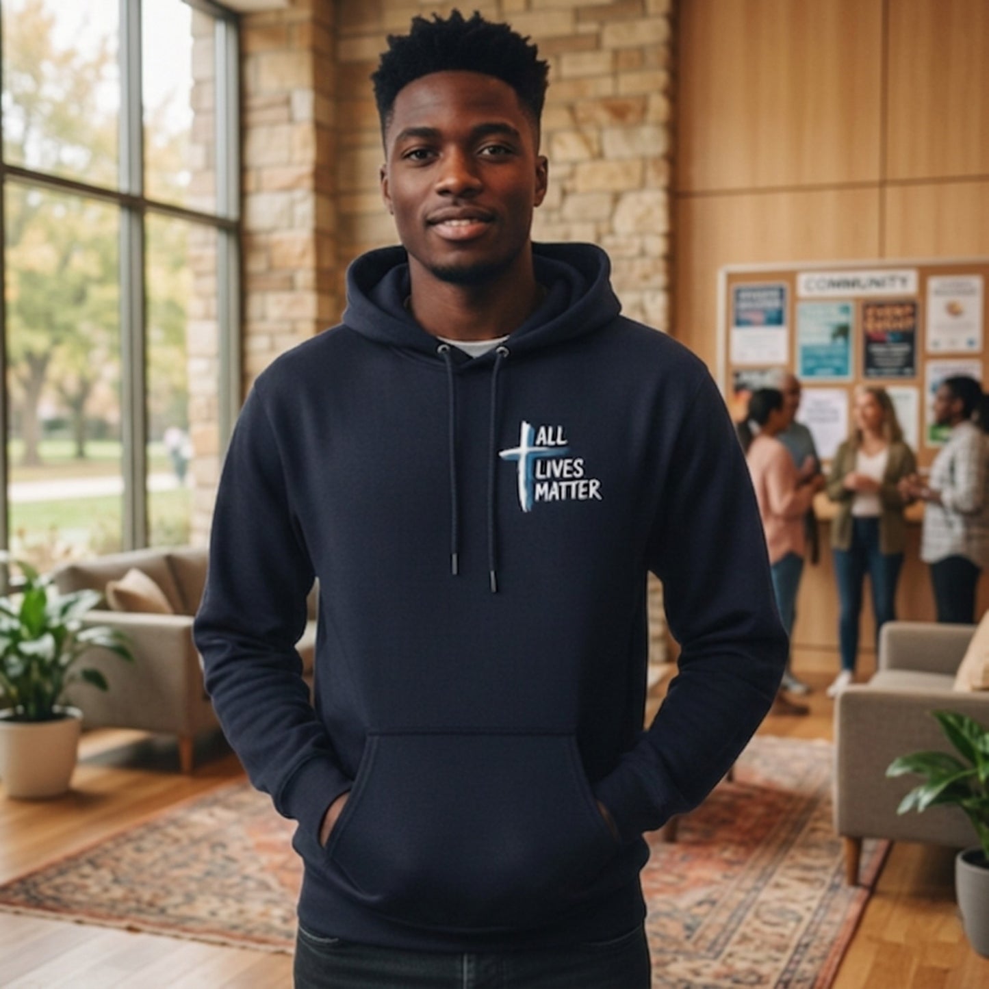 Outspoken Designs 04-02 "All Lives Matter" Designer Champion Unisex Powerblend Hoodie (MidnightNavy)