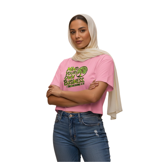 Outspoken Designs 06-02 "Mind Your Own Business" Designer AS Colour Crop Top (5 colors)