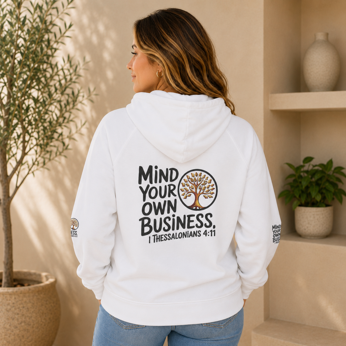 "Mind Your Own Business" (01-02) | Unisex Heavyweight Fleece Raglan Zip Hoodie | 2 colors