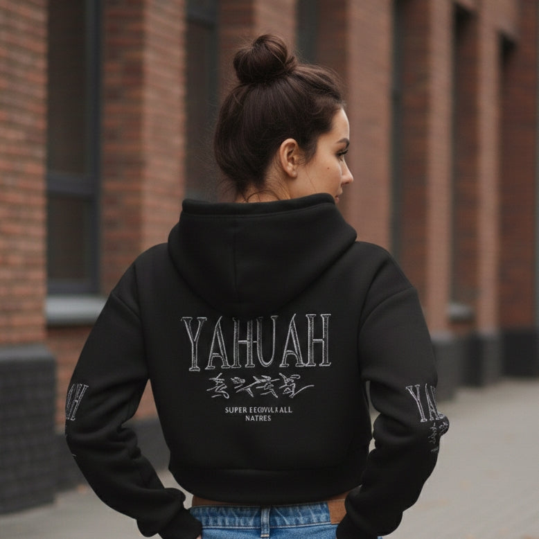 Yahuah-Name Above All Names 01-01 Cropped Drop Shoulder Hoodie
