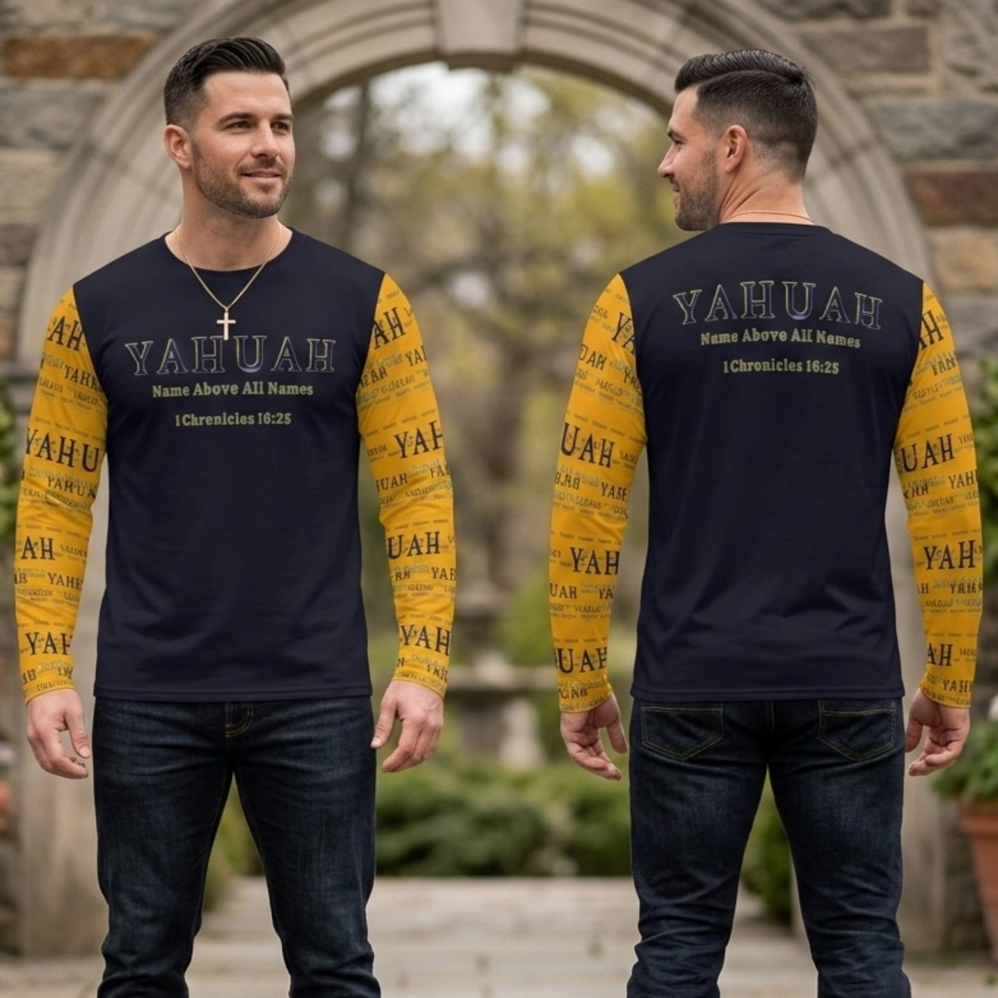Yahuah-Name Above All Names 02-01 Men's Long Sleeve Cotton T-shirt