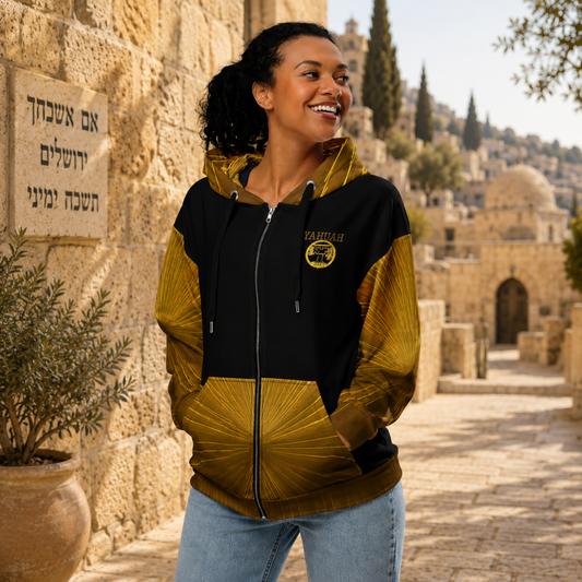 Yahuah: Tree of Life (02-02) - The Firmament Radiance | Unisex Recycled Drop Shoulder Double Layered Full Zip Hoodie