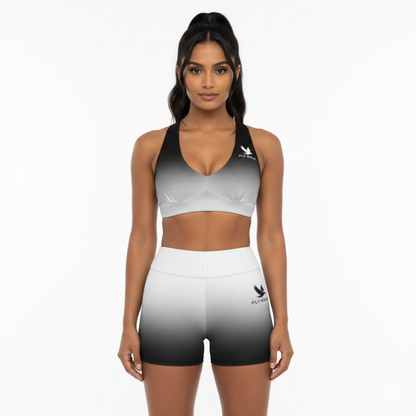 Outspoken Designs 03-03 "Fly Solo Night/Day" Sports Bra and Legging Shorts Set