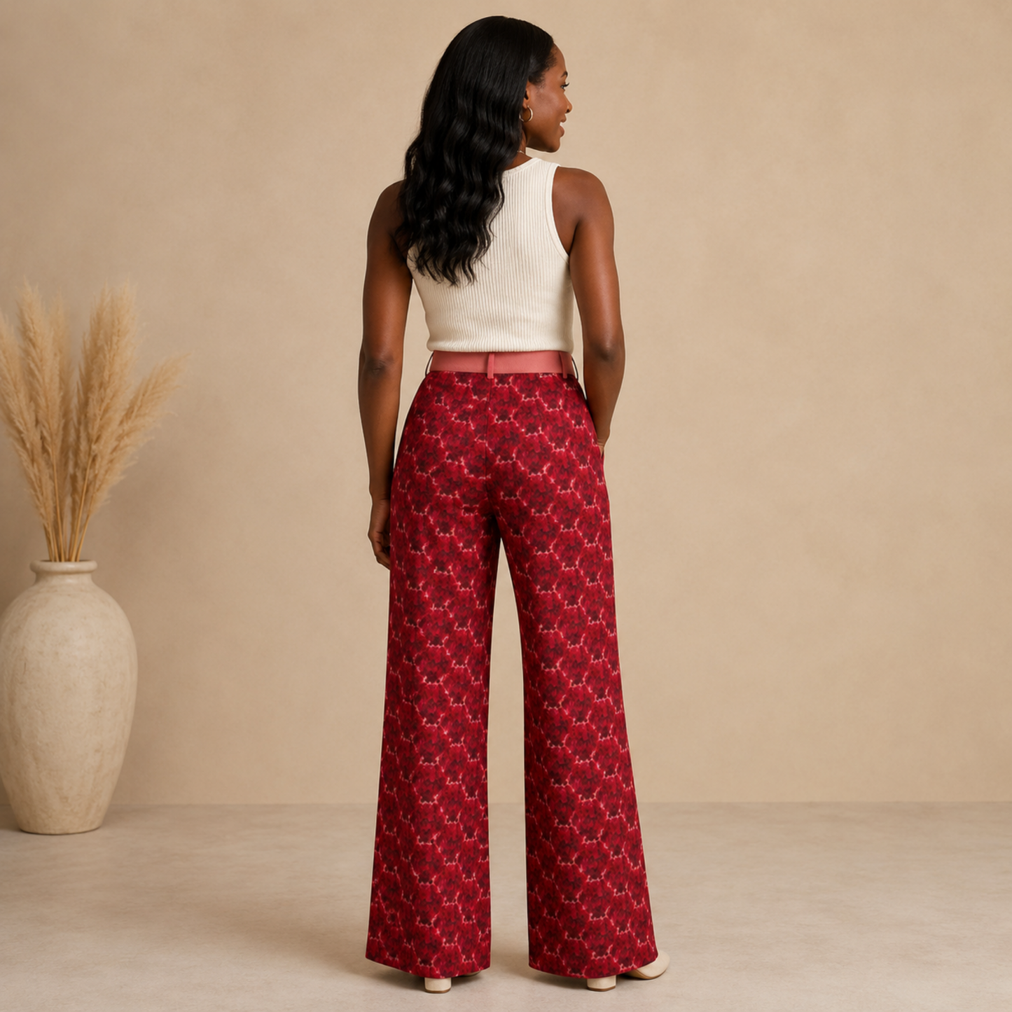 Floral Embosses (02): Shani Petal Heart | Wide Leg Pants