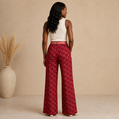 Floral Embosses (02): Shani Petal Heart | Wide Leg Pants