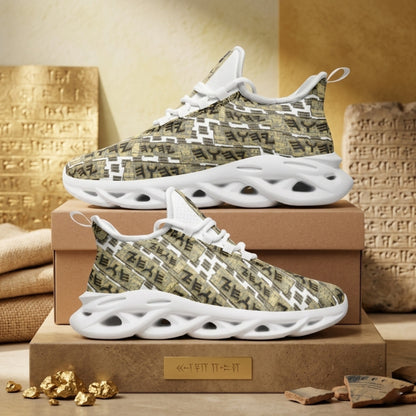 TETRA TILING (01) | Unisex Mesh Knit Flex Sneakers | White/Black
