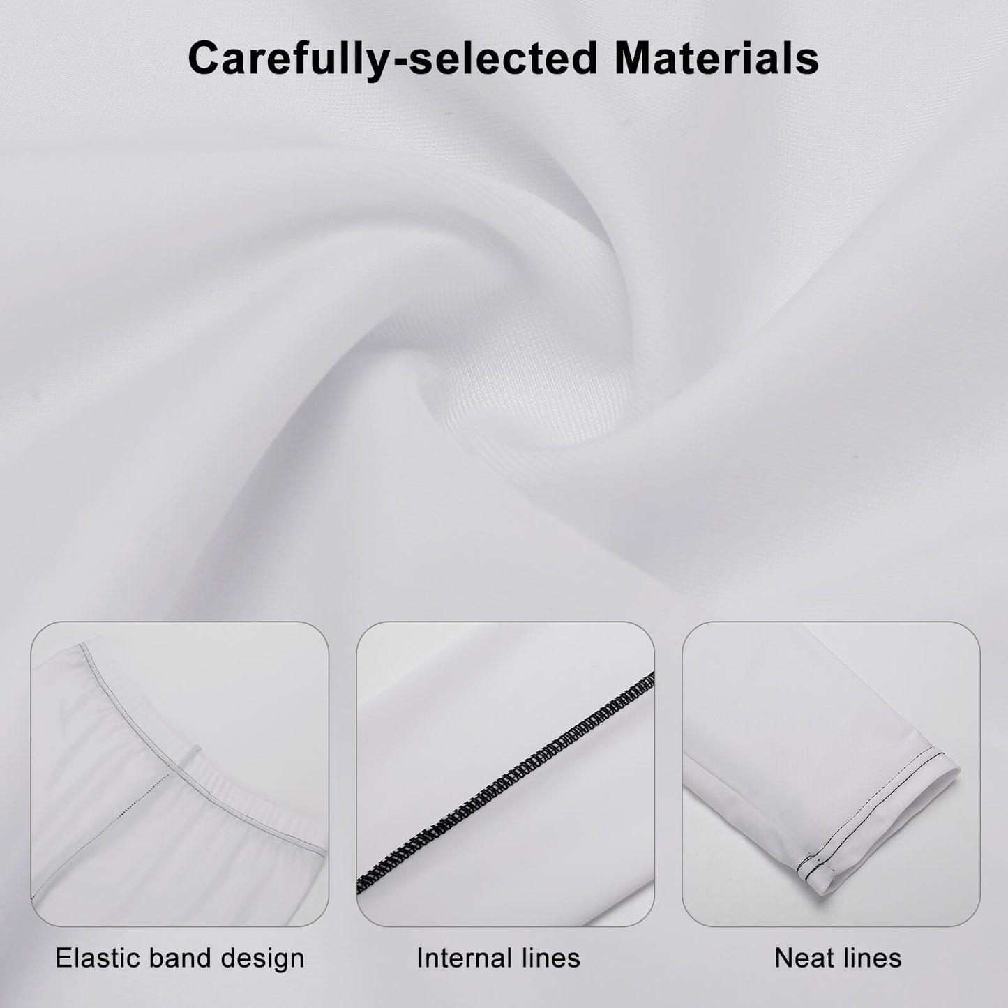 Close-up fabric details of the leggings highlighting the elastic band design, internal lines, and neat stitched hems.