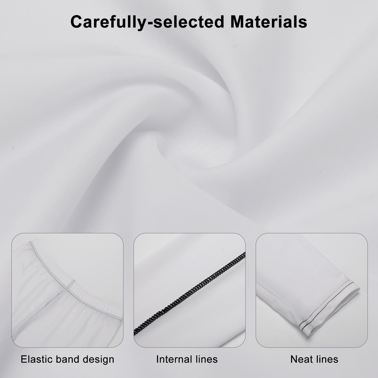 Close-up fabric details of the leggings highlighting the elastic band design, internal lines, and neat stitched hems.