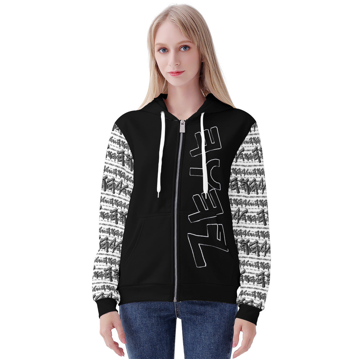 Most High God - Yahuah 01-01 White Ladies Designer Full Zip Hoodie