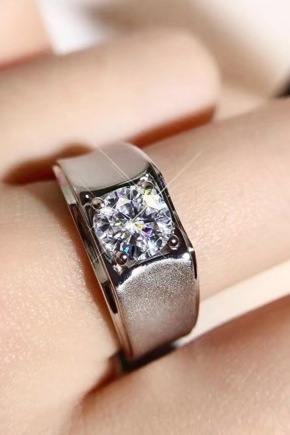 Wide Band 1 Carat Moissanite Ring