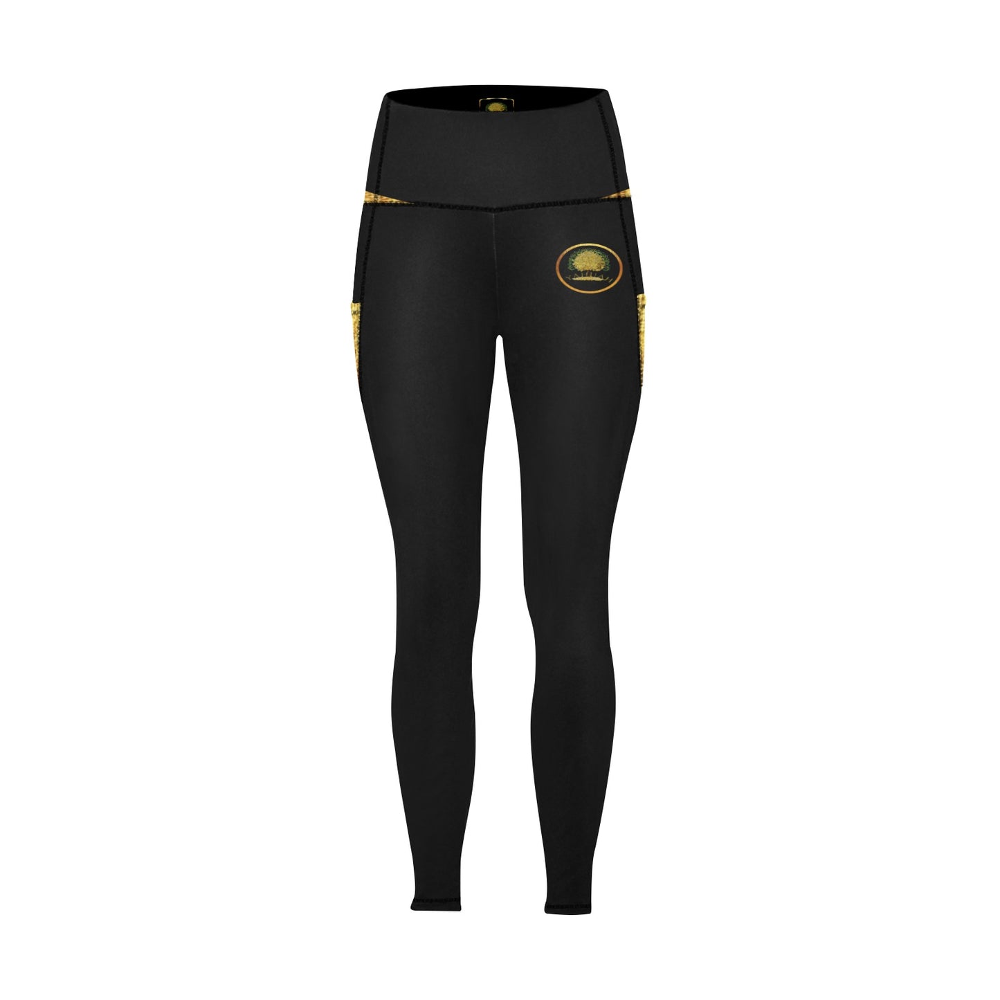 Yahuah-Tree of Life 03-01 Designer High Waist Leggings with Pockets