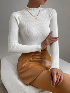 Temperament With Thin Knitting Base Mock Neck Sweater