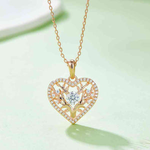 Moissanite 925 Sterling Silver Heart Shape Pendant Necklace