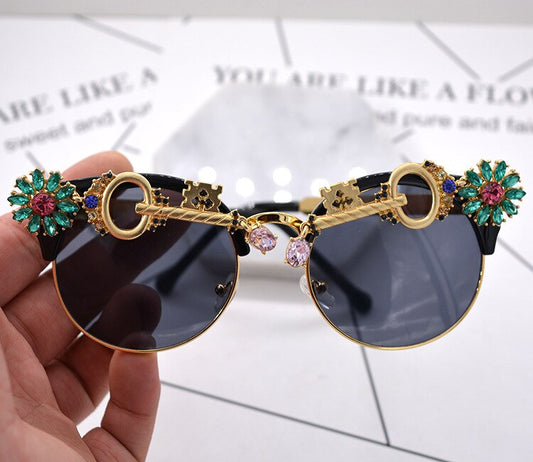 Crystal Rhinestone Baroque Lady Sun Glasses