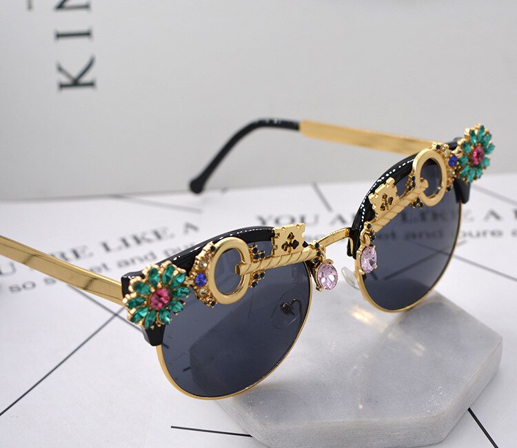 Crystal Rhinestone Baroque Lady Sun Glasses