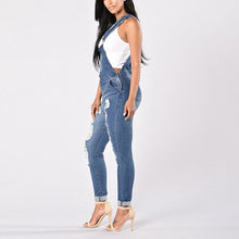 Load image into Gallery viewer, Ripped Hole Denim Overall Jumpsuit