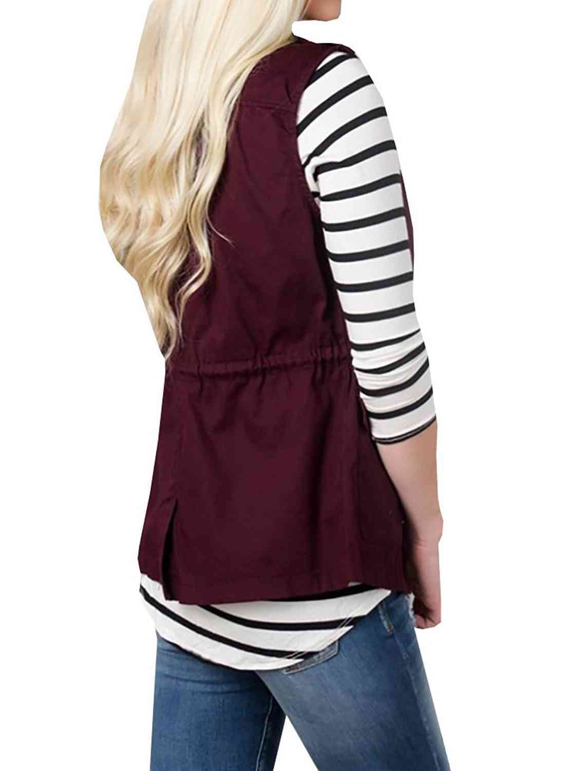 Drawstring Waist Vest with Pockets (4 colors)