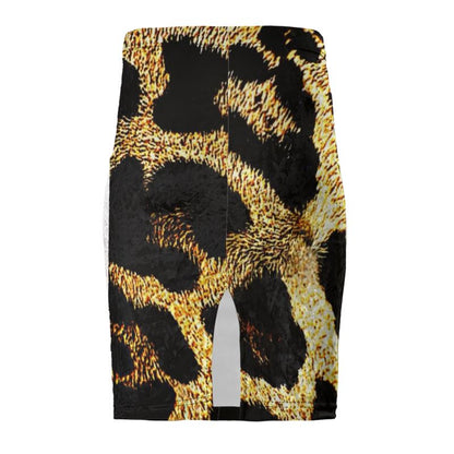 Primal Elegance: Golden Leopard Abstract Pencil Skirt