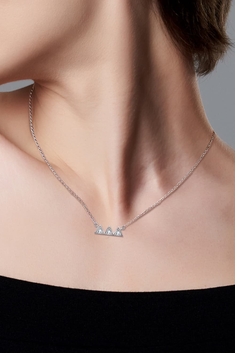 Moissanite Triangle Platinum Plated Necklace