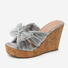 Load image into Gallery viewer, Bow Decor Platform Wedge Sandals