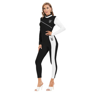 Yahuah-Tree of Life 02-06 Yin Yang Ladies Designer Long Sleeve High Neck Jumpsuit with Zipper (Style 01)