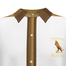 Cargar imagen en el visor de la galería, Yahusha-The Lion of Judah 01 Voltaje Camisa de vestir de seda de imitación de manga corta con hombros caídos para hombre 