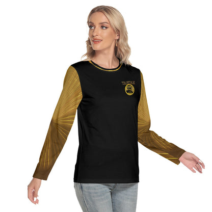 Yahuah-Tree of Life 02-03 Camiseta de manga larga con cuello redondo y diseño de voltaje para mujer 