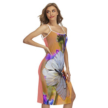 Cargar imagen en el visor de la galería, Modelos de insectos: Hermoso vestido midi estilo camisola con espalda cruzada y diseño de Butterfles 01