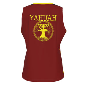 Yahuah-Tree of Life 02-01 Red Ladies Designer Sleeveless T-shirt