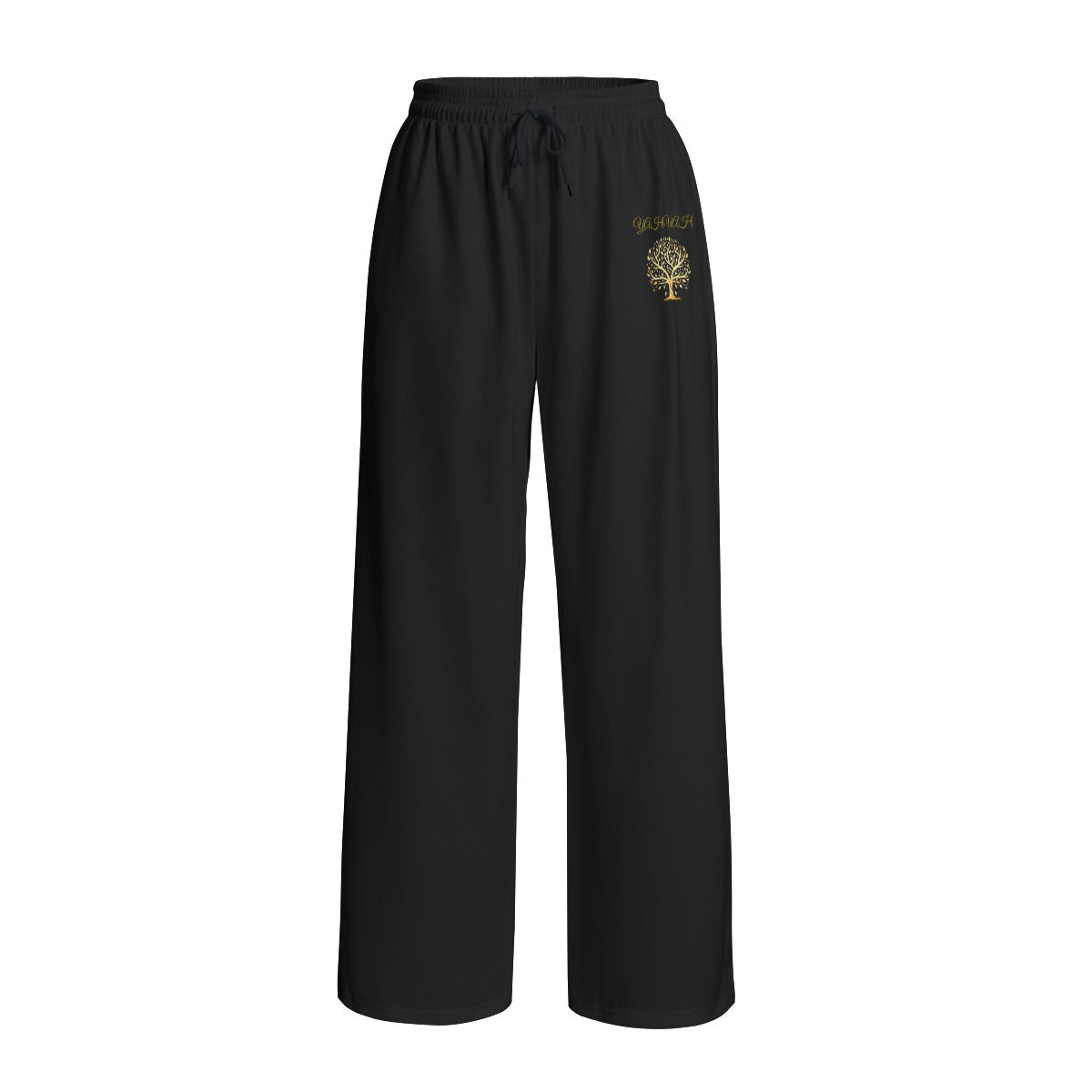 Yahuah-Tree of Life 01 Designer Unisex Fleece Wide Leg Pants