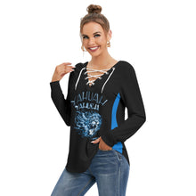 Load image into Gallery viewer, Yahuah Yahusha 01-06 Designer Long Sleeve V-neck Lace Up Front T-shirt