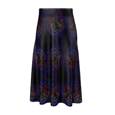 Estampados florales: Falda midi plisada de línea A de diseñador con estampado Roses 01