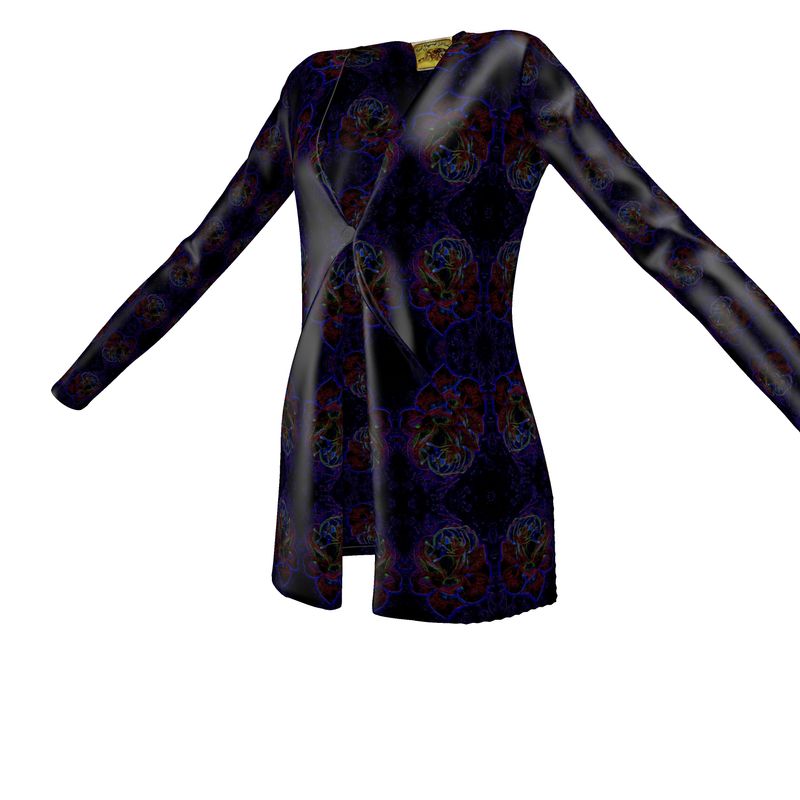 Floral Embosses: Roses 01 Patterned Ladies Designer Drop Pocket Cardigan