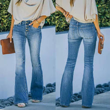 Load image into Gallery viewer, Button Up Flared High Waist Stretchy Jeans