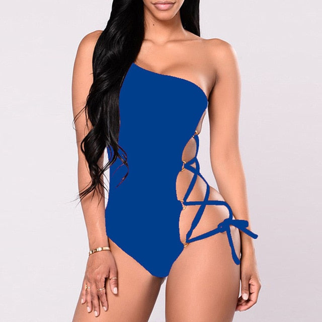 Lace Up One Shoulder Bodysuit