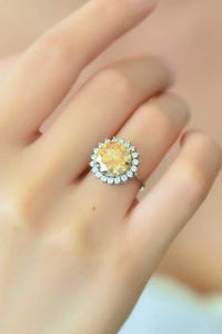 Anillo de plata de ley 925 con girasol de moissanita y 2 quilates