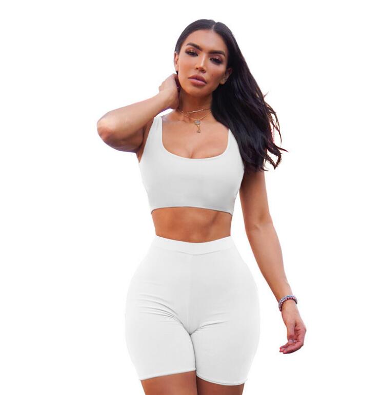 Two Piece Crop Top Biker Shorts Set