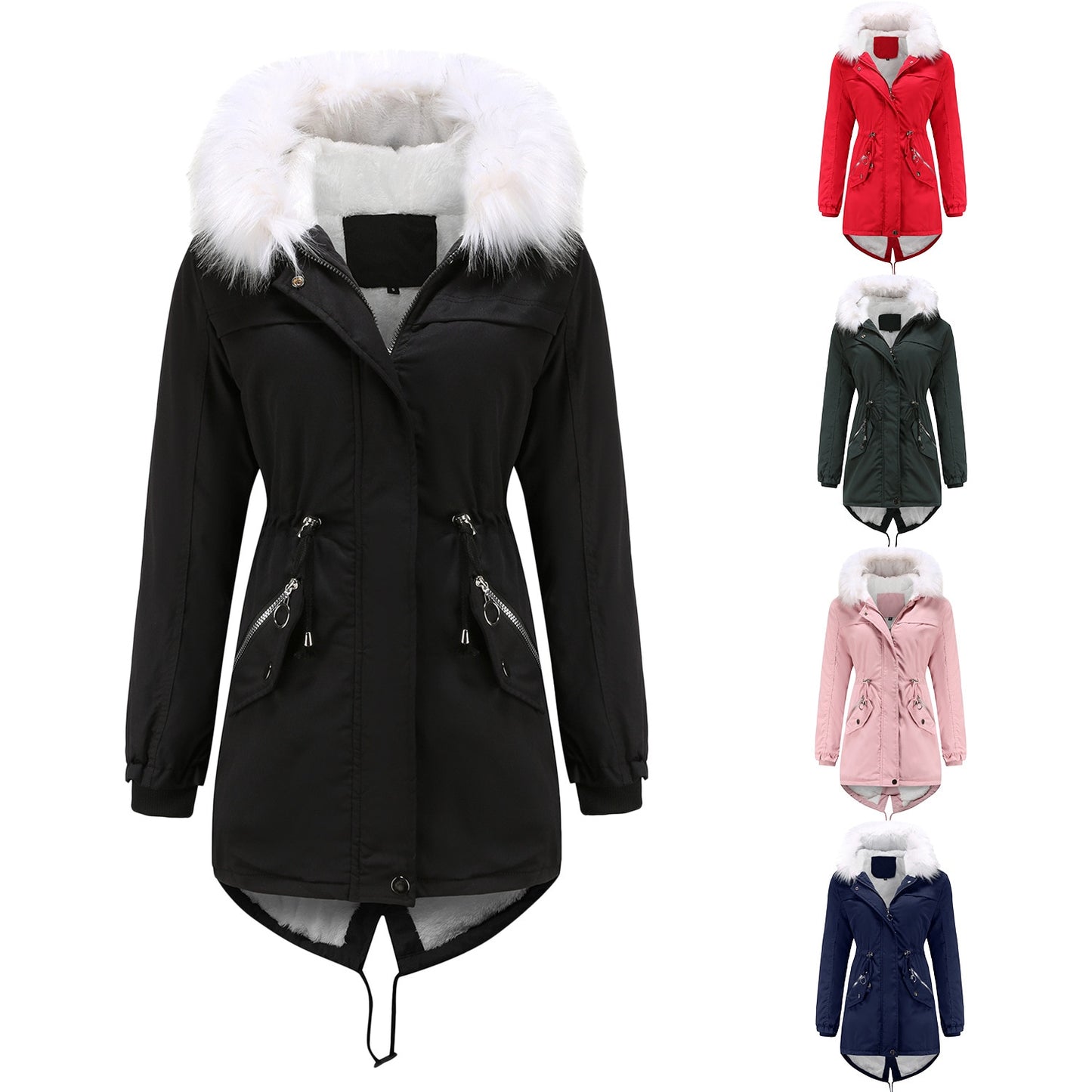 Solid Color Parka Jacket for Women (4 colors)