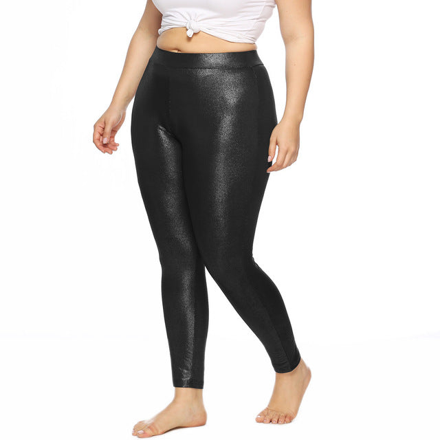 Glossy Casual Plus Size Leggings