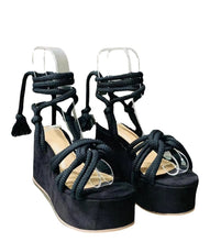 Load image into Gallery viewer, Lace Up Platform Wedge Sandals